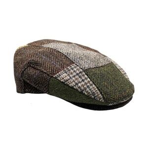 MUCROS Trinity Wool Tweed Patch Irish Flat Newsboy Cap Unisex M Preppy Academia